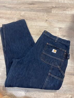 Carhartt Men's Navy Blue Relaxed Fit Carpenter Jeans